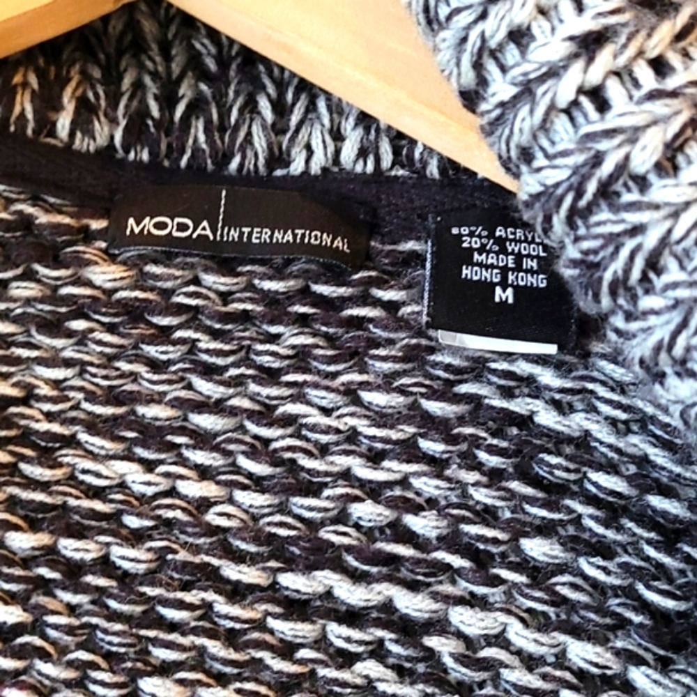 Black & White Cableknit Toggle Button Sweater - image 6